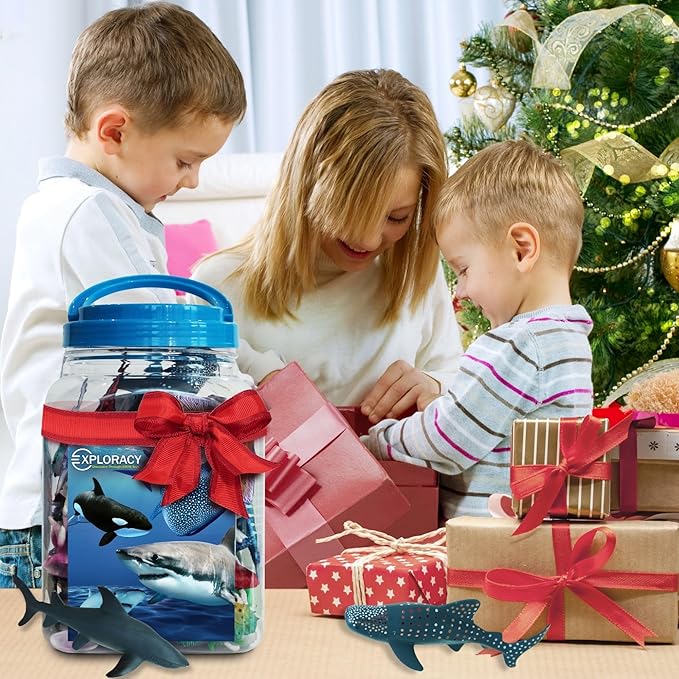 20pcs Sea Animals Toys for Kids Realistic Ocean Animal Toy Sealife Figurine Whale Shark Toys Bath Sensory Bin Play Birthday & Party Favors for Boys Girls Kids Toddlers