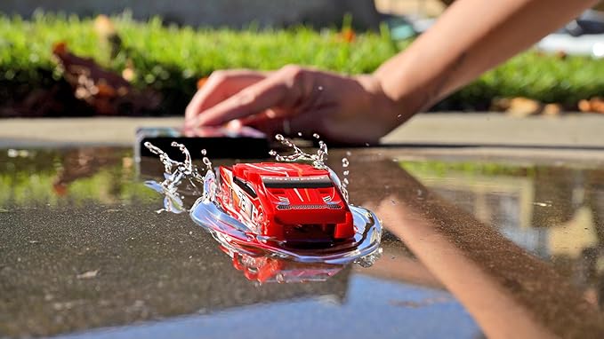 FLAT 2 FAST Original Stunt Card Racer – Flat Car Racer and Pocket Size Racecar Launcher with Built-in Button for Stunt Launching and Racing – Compact – Lava Orange