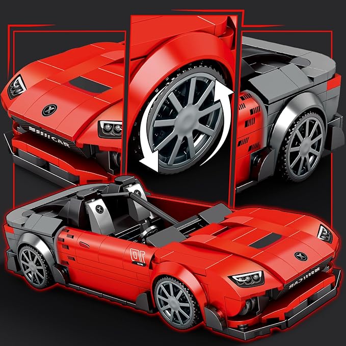 HIGH GODO Sports Car Building Set, MOC Racing Car Decor Model Kit, Cool Cars Toys Gifts for Adults Teens Age 14+ (355 Pieces)