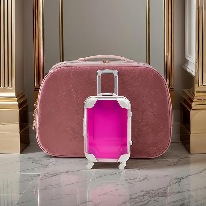 Kiyza False Eyelash Storage Box, Portable Travel Organizer Mini Luggage False Eyelash Tray Makeup Tool (ROSE RED)