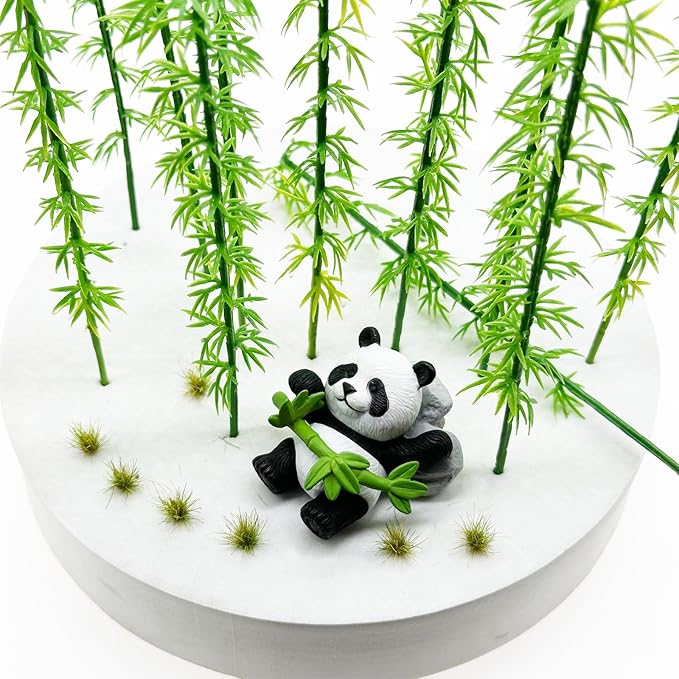 Woohome Model Miniature Bamboo Trees, Green Plastic Bamboo Trees for Building Model, Home Miniature Landscape Landform Diorama Project, 50 PCS, 5.9’’