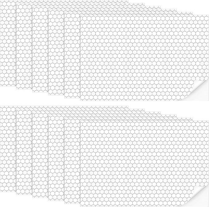 Flutesan 12 Pcs Miniature Dollhouse Wallpaper and Flooring Peel and Stick Mini DIY Self Adhesive Dollhouse Accessories 8.27 x 11.69 Inch (Hexagonal Grid)