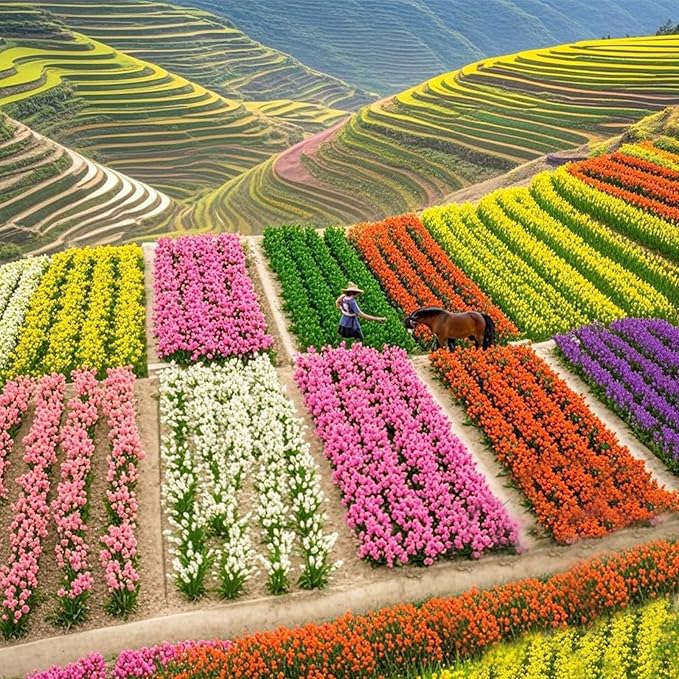Warmtree 10 Colors, 40 Pcs Miniature Colorful Flower Cluster Self Adhesive Flower Static Grass Tufts for Train Landscape Railroad Scenery Sand Military Layout Model Miniature Bases Diorama Supplies