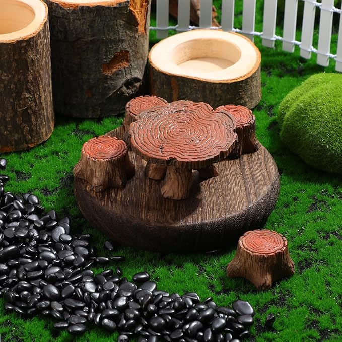 5 Pcs Fairy Garden Accessories Miniature Table and Chairs Set Micro Landscape Decoration Mini Resin Village Furniture Ornaments Kit for DIY Craft Gift Dollhouse Succulents Home Outdoor Decoration