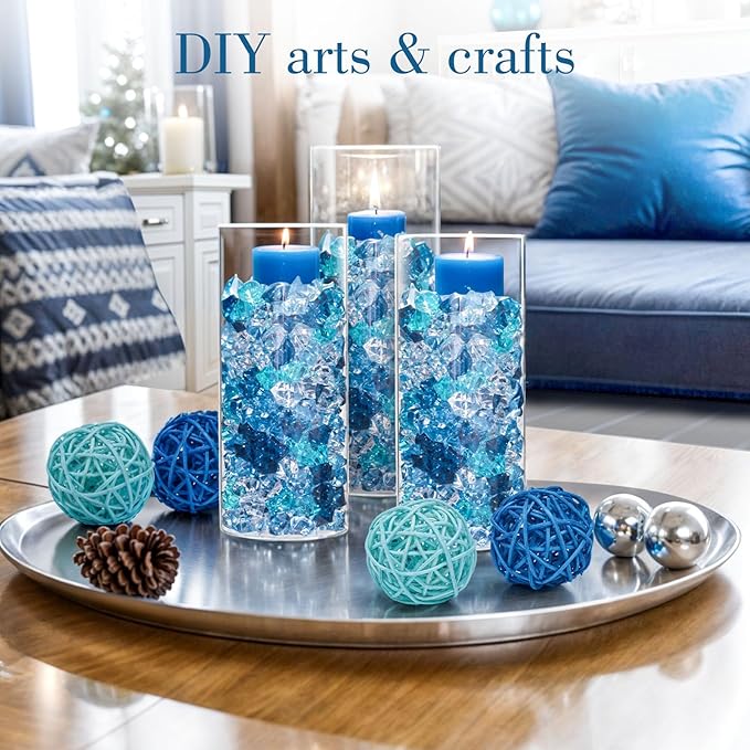 DomeStar 150PCS Aquarium Rocks, Blue Stones for Vases Christmas Vase Fillers, Fish Tank Rocks Aquarium Tank Decor Winter Table Scatter Decoration