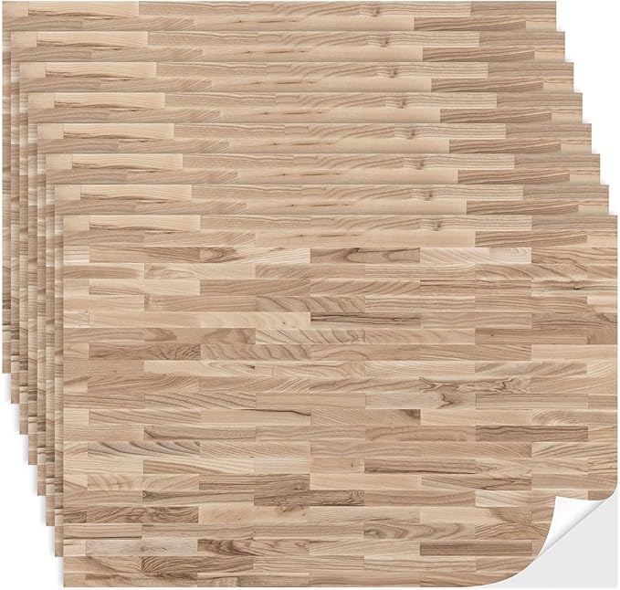 Flutesan 24 Pcs Miniature Dollhouse Wallpaper and Flooring Peel and Stick Mini DIY Self Adhesive Dollhouse Accessories 8.27 x 11.69 Inch (Natural Style)