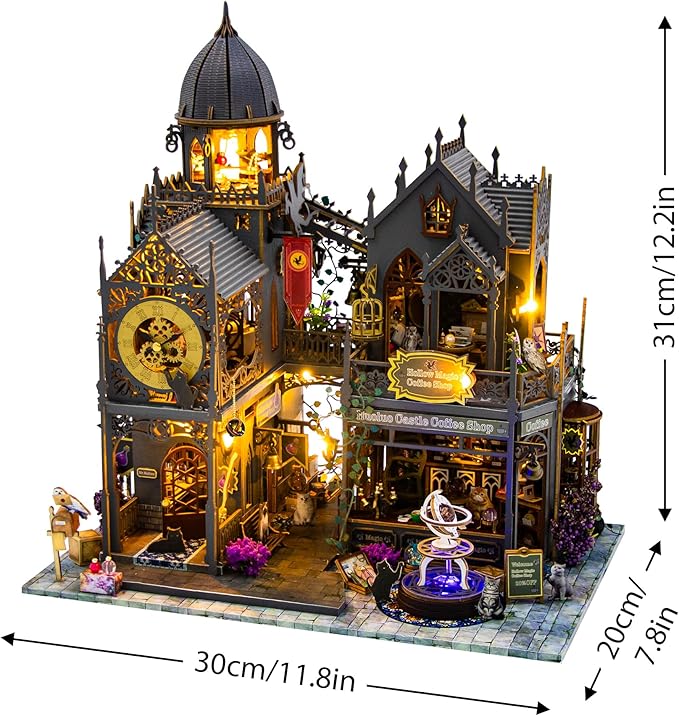 DIY Miniature House Kit: 3D Wooden Puzzle Miniature Kit with LED Lights, Small Tools & Music Box, Tiny House Diorama Building Kit for Adults Teens, Mini Wooden Dollhouse Creative Gift
