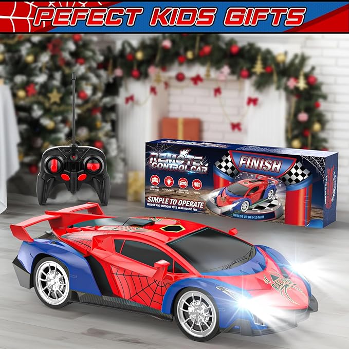 Growsland Remote Control Car for Kids, RC Cars for Boys Kids 1:18 Electric Vehicle Toy Car Hobby Racing Car Toys with Lights & Controller, Birthday Gift for 3 4 5 6 7 8 9 Year Old Boys Girls