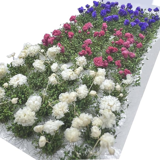 Woohome Flower Cluster Flower Vegetation Groups Grass Tufts Miniature Static Scenery for DIY Architecture Building Model Railway Train Diorama Garden Scenery Landscape Layout (Gardenia, White)