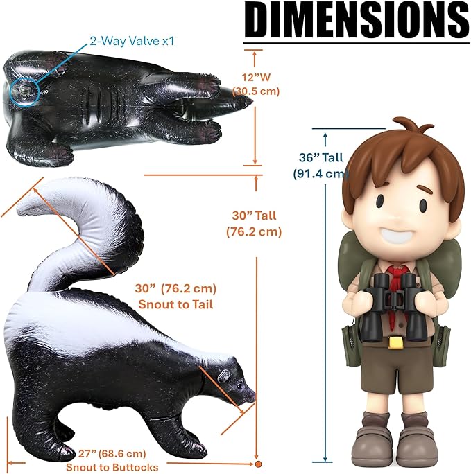 Jet Creations Inflatable Striped Skunk 30" Prop Figurine Educational For Kids & Adults Stuffed Animals AN-SKUNK, Multicolor