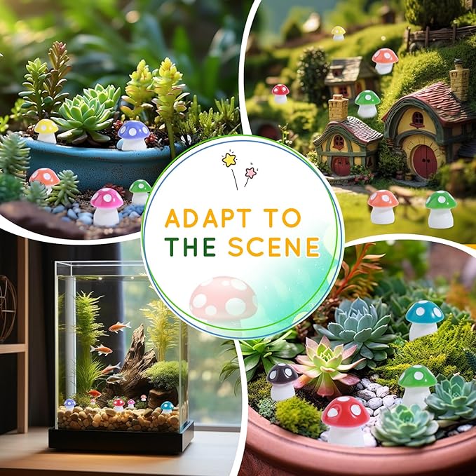 135 Pcs Mini Resin Mushrooms Figurines Bulk,9 Colors Tiny Resin Figures for Fairy Garden Decor,Dollhouse Miniature Decor,Terrarium Glass Animals Accessories