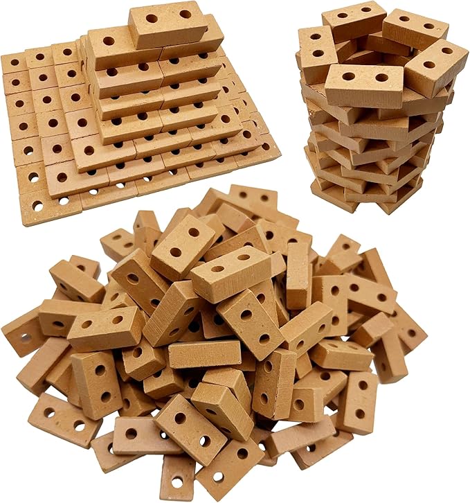 Woohome 200 PCS Mini Bricks Tiny Bricks for Landscaping Miniature Bricks Small Bricks for Crafts (2 Holes Mini Red)