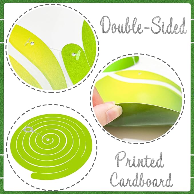 Tennis Party Hanging Swirls Tennis Birthday Party Decoration 20pcs Tennis Ball Themed Swirl Ceiling Sport Party Hanging Streamer for Tennis Player Lover Party Baby Shower Supplies