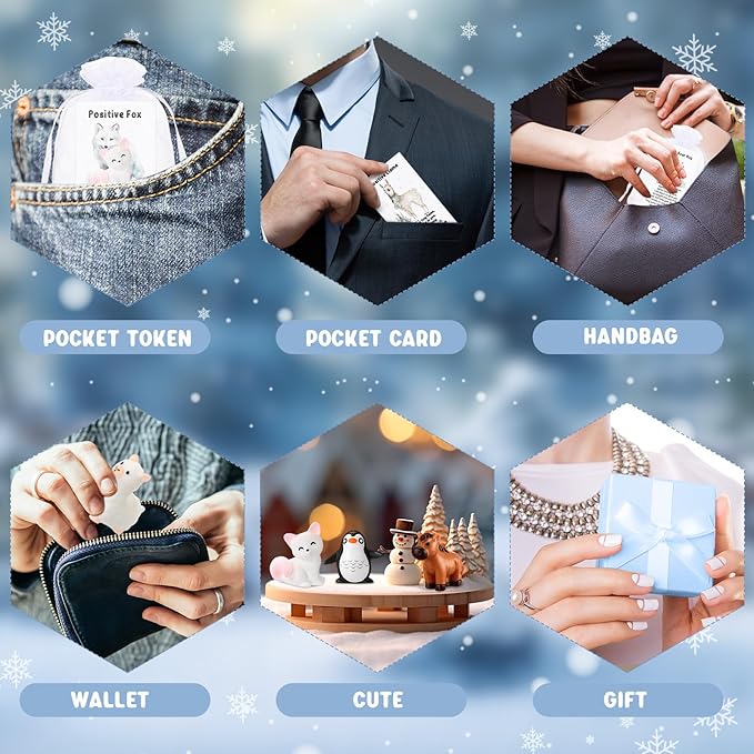 Suzile 25 Set Employee Appreciation Gifts Bulk Mini Polar Animal Figures Thank You Team Gift Pun Inspirational Card for Coworker Funny Resin Penguin Polar Bear Fox Alpaca Pony Office Favor