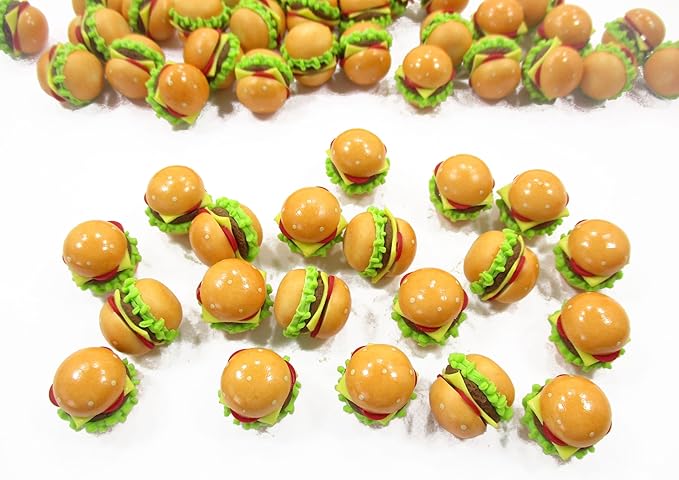 Dollhouse Miniatures Food Lot 10 Hamburger Cheese Burger Bakery Supply 13726