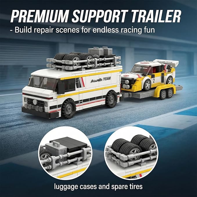 Au S1 WRC Rally Team 3-in-1 Race Cars Building Sets for Adults, 1:32 Scale Speed Wheels Champions Model Sports Cars with Trailer, Ideal Gifts for Men & Collectors (1362 PCS)