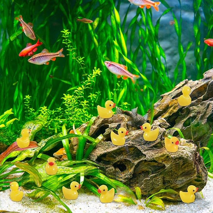 130Pcs Mini Resin Ducks,Miniature Figures Fairy Garden Duck,Tiny Resin Duck for Home Hide Prank Game Dollhouse Decor Aquarium Potted Miniature Landscape Ornament (130Pcs Yellow)