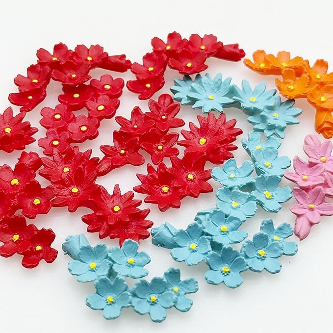 Cayway 30 PCS Mini Resin Flowers, Micro Landscape Miniature Flower, Mini Accessories Flowers for DIY Art Crafts, Zen Garden, Micro Landscaping Decoration