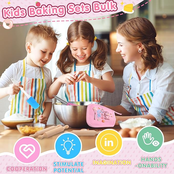 24 Pcs Kids Baking Supplies for Real Cooking Games Prize Party Favors, Valentines Gifts for Kids, Baking Cooking Birthday Party for Boys Girls Toddlers (Small)