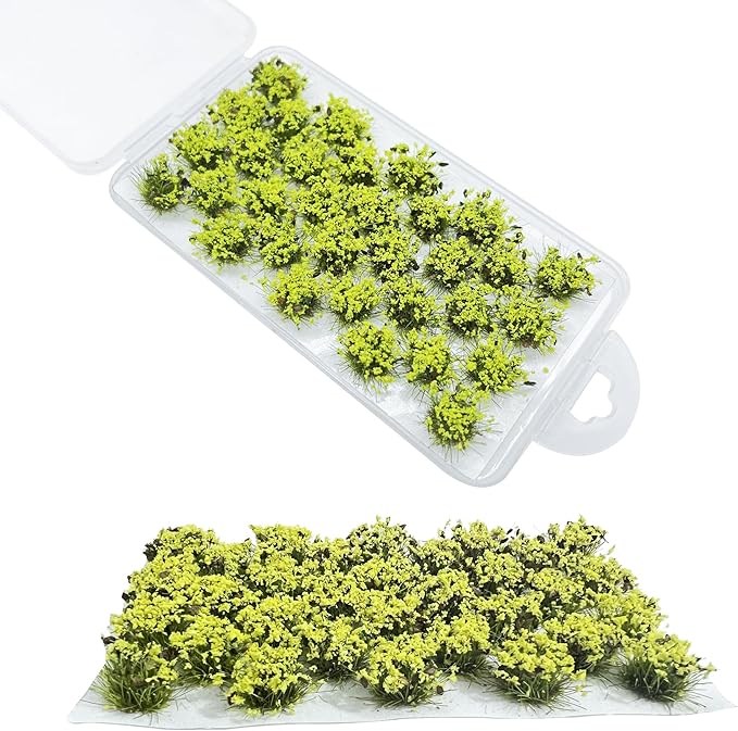 Woohome 32 PCS Static Grass Model Grass Railway Artificial Grass Yellow Bushy Tuft Flower Cluster Vegetation Groups for DIY Architecture Building Model Train Landscape Railroad Scenery