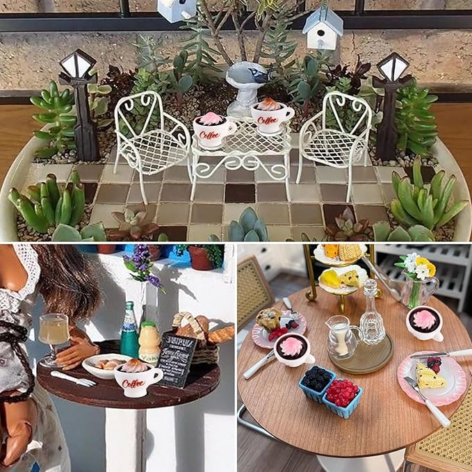 20Pcs Miniature Coffee Cup Resin Mini Ornaments Dollhouse Decorations Micro Landscape Garden Home Decor Mini Photography Props Imitation Drink Food Decoration Snow Top Coffee Christmas Party