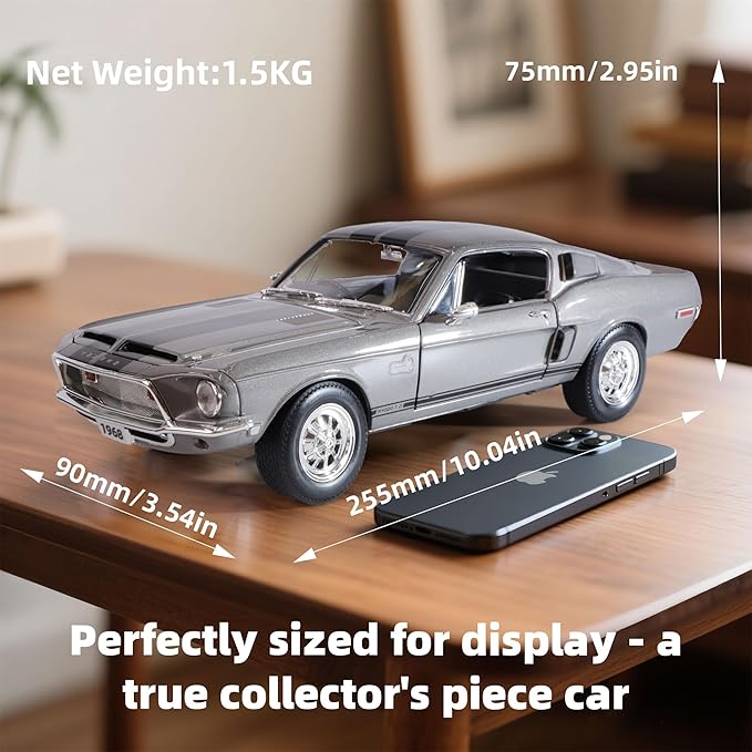 1968 Ford Shelby Cobra GT-500KR 1:18 Scale Diecast Model Premium Alloy Sports Collection Cars with Display Case, for Kids Men and Teens Dad 14+ Year