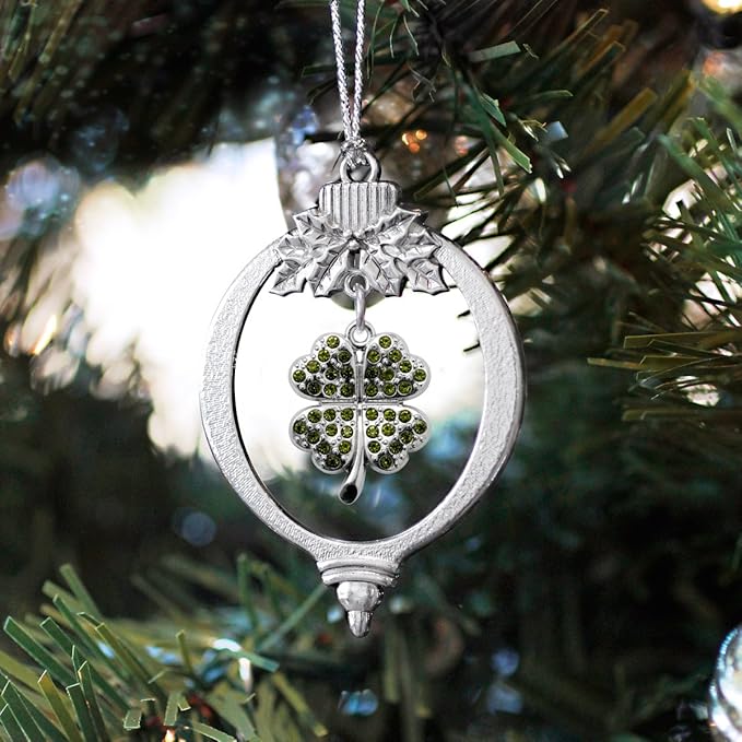 Inspired Silver - Four Leaf Clover - Silver Christmas Ornament - Unique Charm Christmas Tree Ornament - Holiday Hanging Decoration