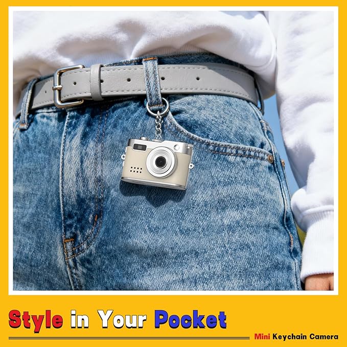 Mini Keychain Camera, 1080P & 2MP Retro Aesthetic, 32GB Memory, Pocket-Sized Vintage Camera, Christmas Birthday Gift for Friends