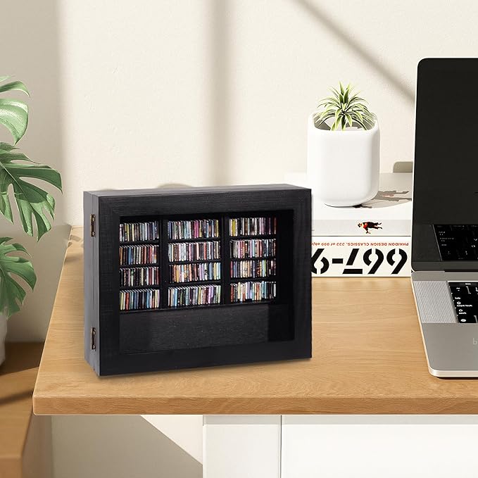 Anxiety Relief Swing Bookshelf – Includes 300 Mini Books, Mindfulness Stress-Free Wooden Anxiety Bookshelf, Suitable for Home and Office Decor, Mini Library & Unique Gift.（Black）