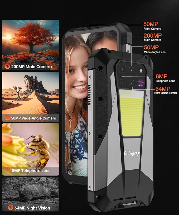 8849PRO Tank 3 Pro Rugged Smartphone, Android 14 5G Cell Phone with Projector, 32GB RAM+512GB ROM, 6.79" Waterproof Outdoor Mobile Phones Unlocked, 23800mAh/OTG/GPS(Support T-Mobile&Verizon Only)