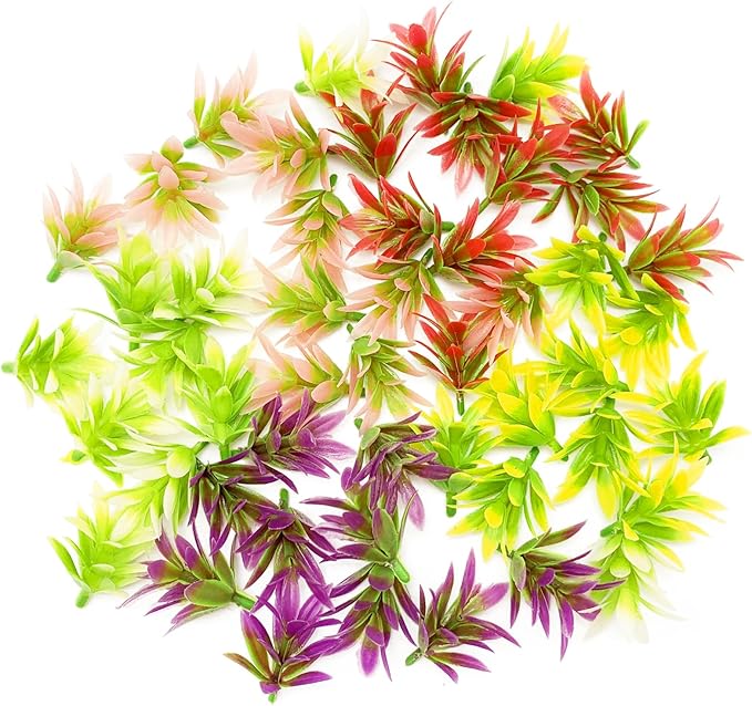 PrettyLife 50Pcs Miniature Plants Artificial Green Shrubs Model for 1:12 Mini Dollhouse Fairy Garden Railway Simulated Static Scenery Micro Landscape Decoration