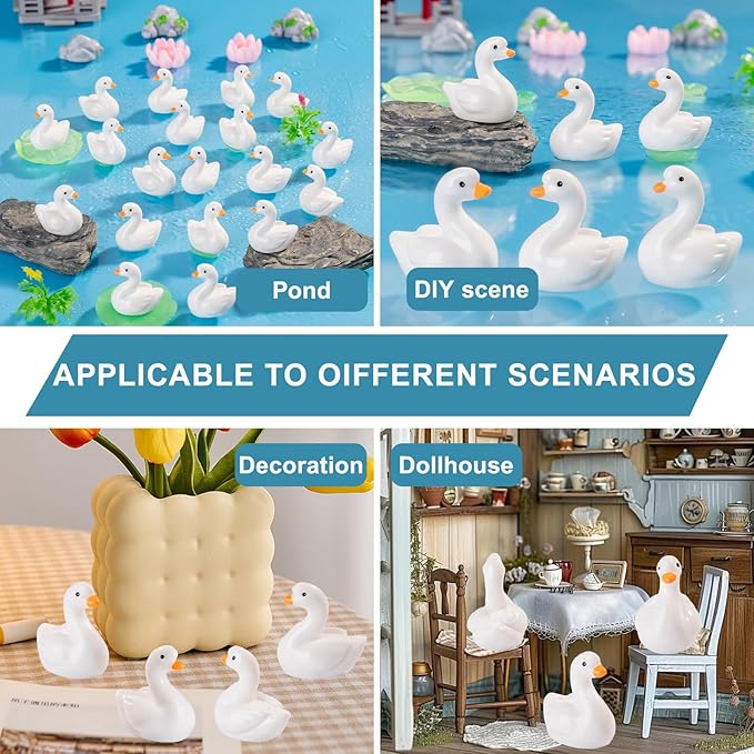 50 Mini Resin Animal Swan Figurines,Mini Christmas Figurines,Suitable for Fairy Gardens,Xmas Decor,Santa’s Village,Miniature Landscapes,Dollhouse Accessories,Party Gifts