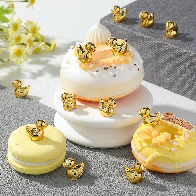 Yaocom 30 Pcs 2026 New Year Mini Golden Duck Statue Golden Duck Figurines Micro Garden Landscape Dollhouse Cake Decoration Potted Plants DIY Craft Charms for Party Wedding Bridal Shower Gift