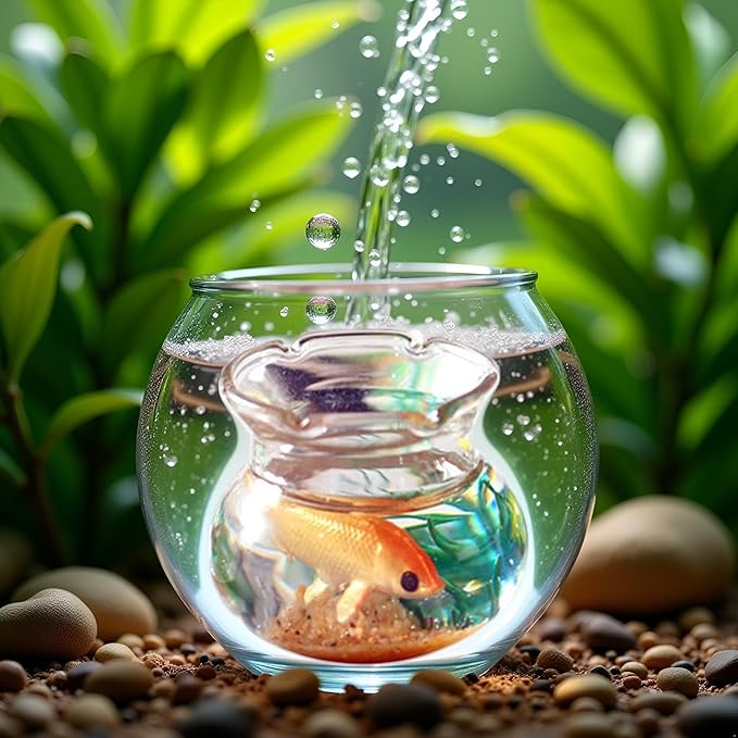1pc Multicolour Dollhouse Miniature Goldfish Bowls with Smooth Surface, Realistic Chic Resin Dollhouse Fish Tank Accessories for Garden Scene Decor,1.06" x 0.51" x 1.02" Décor