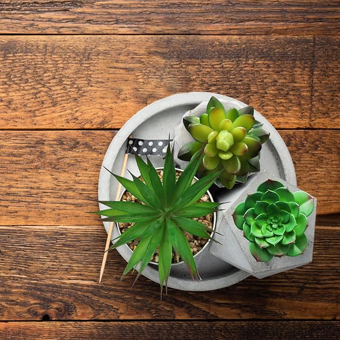 Hecaty 5 Pcs Faux Succulents Set, Realistic Fake Succulents, Artificial Hanging Ornaments Fleshed Plant Textured for Home Garden Wedding Party Spring Decoration (Green)
