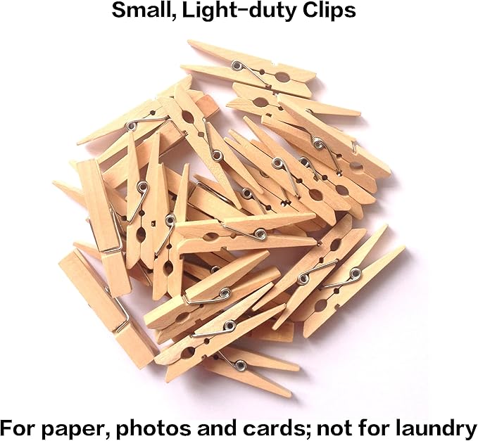 LWR CRAFTS Wooden Small Clothespins 1-7/8" 4.8cm 50 Pieces Per Pack (Natural)