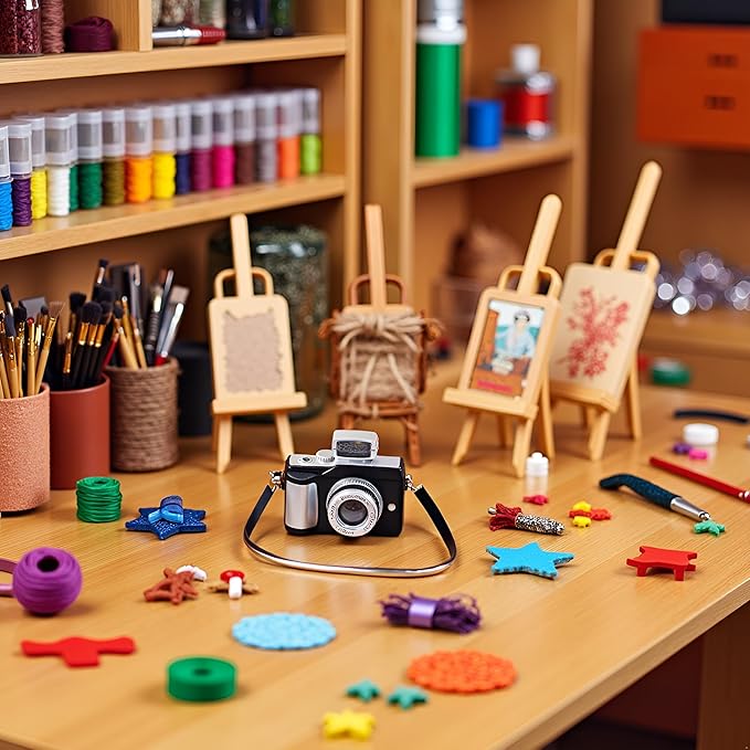 2Pcs Miniature Camera 1:4 Scale Mini Camera Prop Mini Camera Ornament Vintage Camera Model Digital Camera Mini Decoration Accessories Photography Props