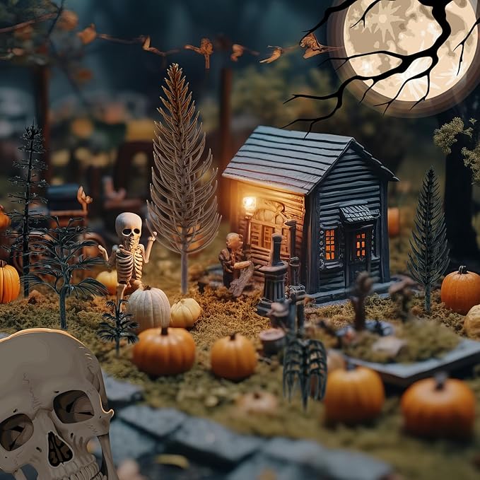 Canlierr 28 Pcs Miniature Model Dead Tree for Diorama Mini Tiny Fake Plastic Late Fall Trees with 40g Faux Leaves for Villages, Craft, Model Train Late Autumn Scenery Accessories