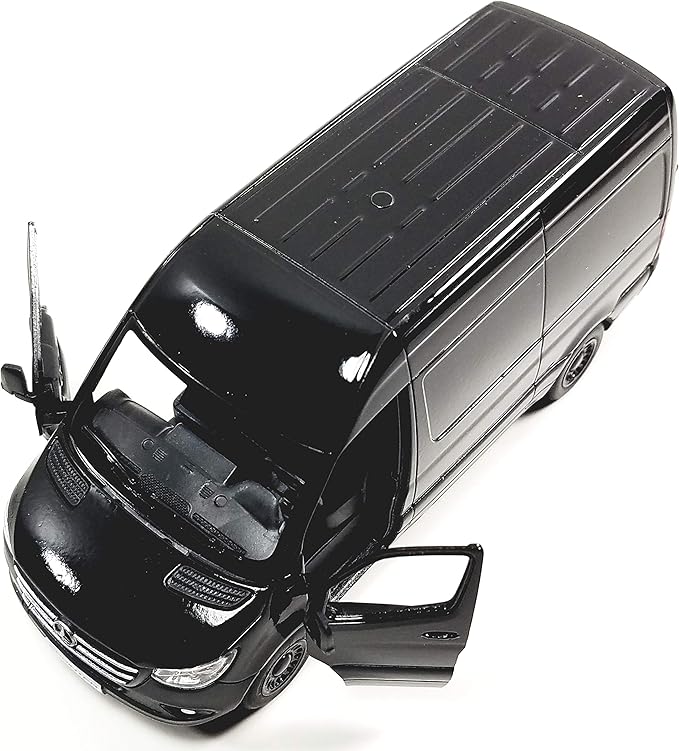 KiNSMART - Mercedes-Benz Sprinter Cargo Van 1:48 O Scale 5" Die Cast Metal Model Toy Van, Pull-Back Action (Black)