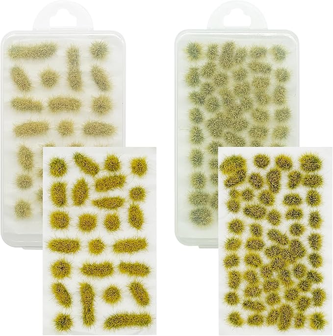 Woohome 78 PCS Model Grass Tufts 2 Size Static Grass Tuft Yellow Miniature Grass Tuft Railway Artificial Grass Terrain Kit for DIY Model Railway Fairy Garden Diorama Scenery