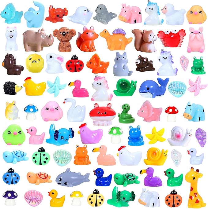 160pcs Mini Resin Animals Mini Animals Figures to Hide Tiny Resin Animal for Dollhouse Accessories and Aquarium Decor
