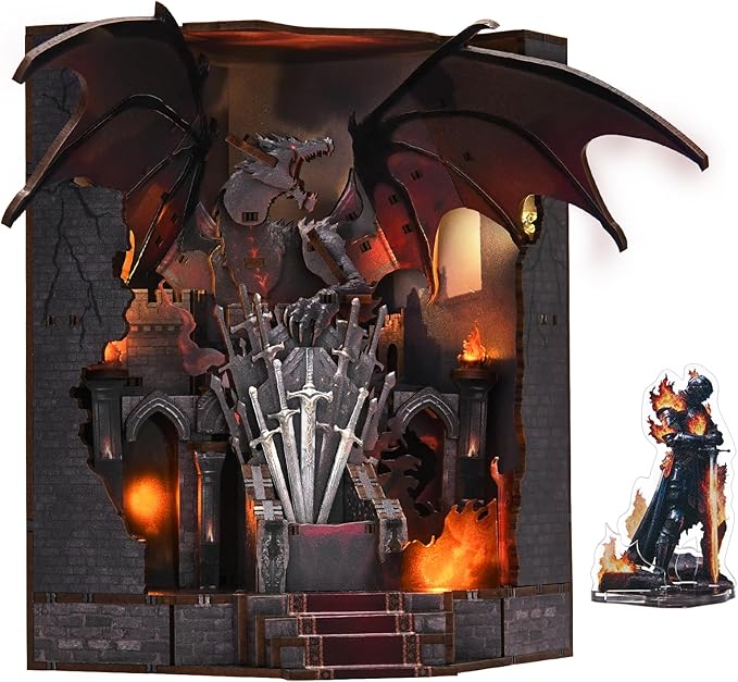 Book Nook Kit, Miniature House Kit, Dollhouse Kit, Miniature Kit, DIY Mini House Building Kit for Adult (Throne of Blade)
