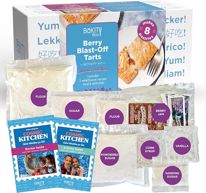 BāKIT Box Berry Blast-Off Tarts Baking Kit, STEM Rocket Activity + DIY Jam Pastries, Printed Recipe & Activity Guides, Great Gift for Boys & Girls