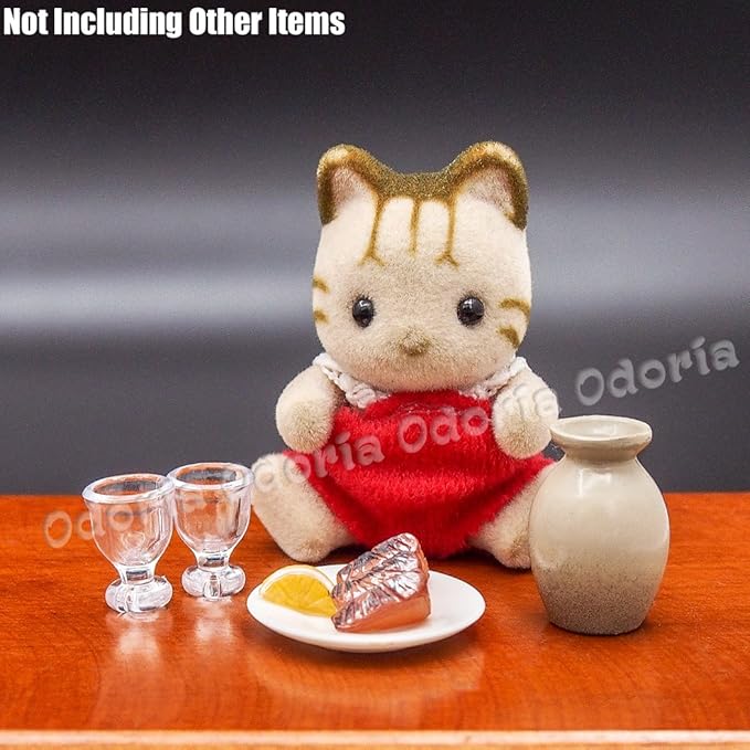 Odoria 1/12 Miniature Empty Wine Glasses 4Pcs Dollhouse Decoration Accessories, A