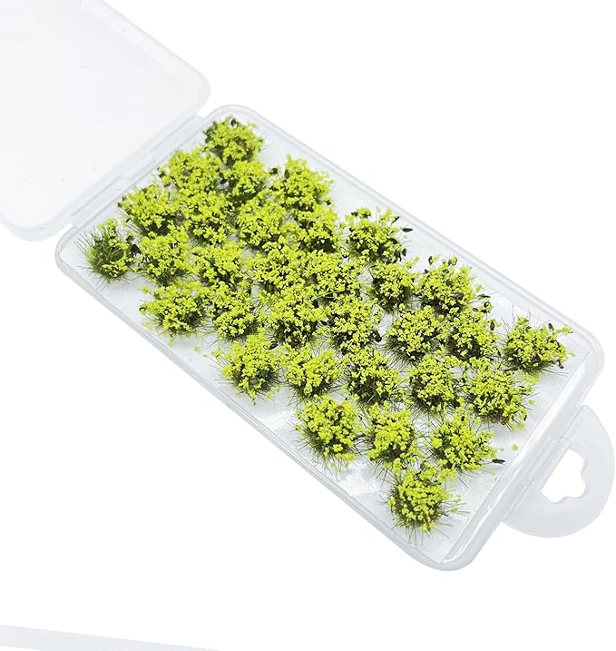 Woohome 32 PCS Static Grass Model Grass Railway Artificial Grass Yellow Bushy Tuft Flower Cluster Vegetation Groups for DIY Architecture Building Model Train Landscape Railroad Scenery