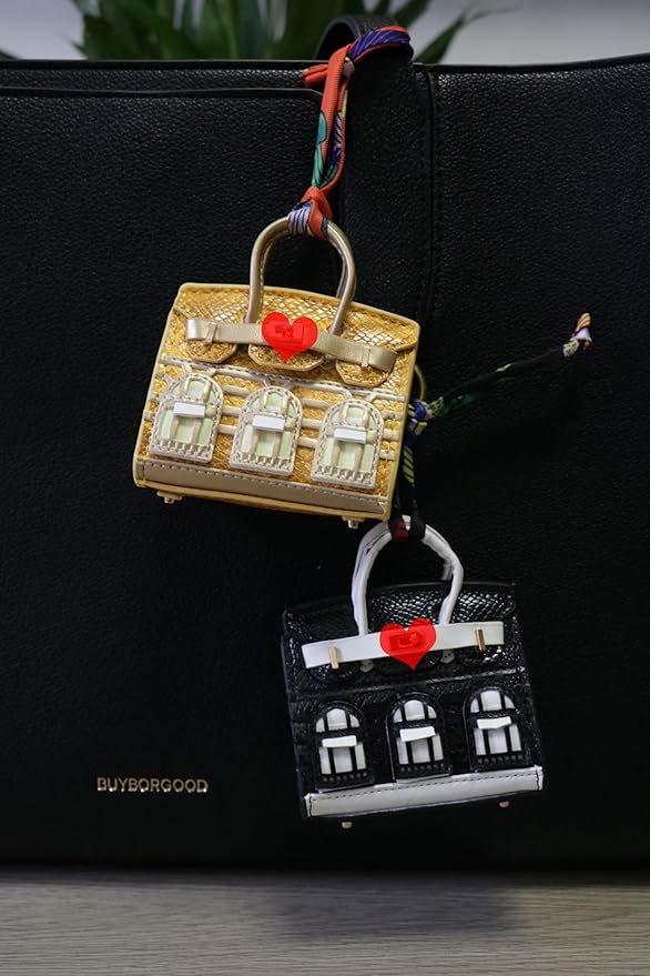 Buyborgood 2 PCS Women Mini Backpack Keychain Accessories Key Pouch Holder Coin Purse Bag Charm Wallet (Black2 + Yellow2)
