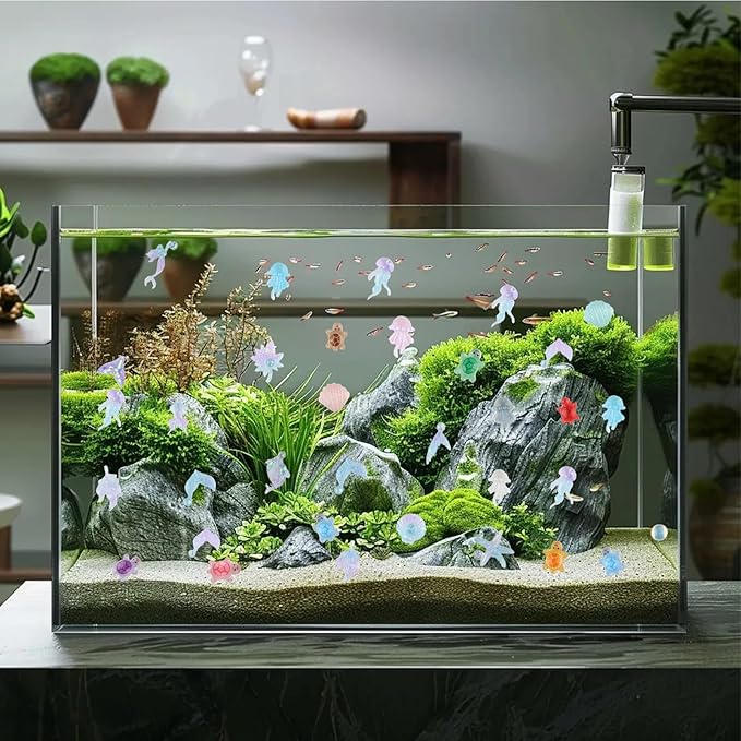 400pcs Mini Ocean Resin Animals, Luminous Tiny Sea Animal Variety Figurines to Hide Miniature Plastic, Marine Animals Miniatures for Aquarium Decor DIY Fairy Garden Fish Tank Micro Landscaping
