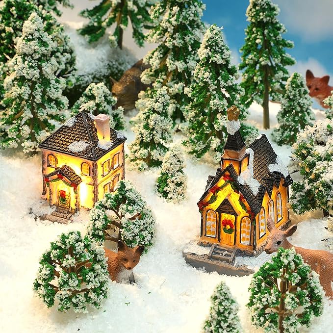 Skylety 70 Pieces Model Trees 1.2-6.3 Inch Mixed Miniature Toy Trees Diorama Supplies Fake Plants for Train Scenery Architecture DIY Crafts, Building Model Scenery Landscape Natural Green(Novel)