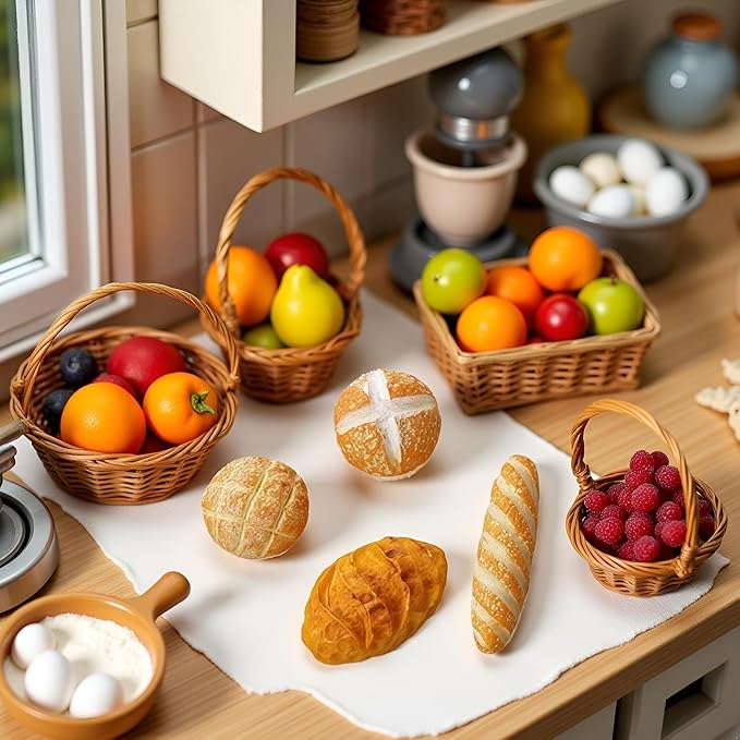 4Pcs 1/12 Miniature Bread Resin Dollhouse Decoration Mix Bakery Bread Mini House Food Decoration Accessories