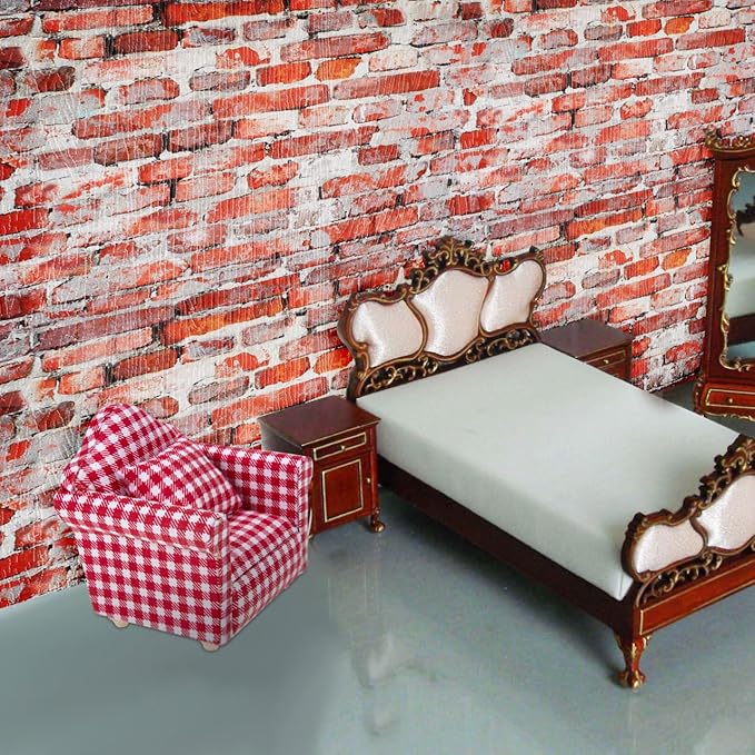 ABOOFAN 4 Sheets Dollhouse Wallpaper Peel and Stick Miniatures Dolls House Floor Paper 1:12 Scale Dollhouse Accessories